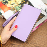 New long zipper soft leather lady wallet High quality leather Bowknot women's note folder phone money money clamp