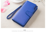 High-capacity candy-colored zipper wallet High quality Leather Handbag button Cross-shaped long section Wallets