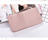 Long European&American zipper small fresh cell phone bag High-quality PU leather student thin multi-purpose wallet