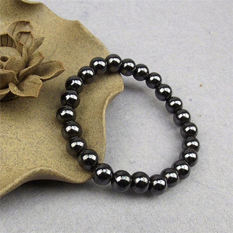 Unisex Luxury Slimming Bracelet Weight Loss Round Black Stone Magnetic Therapy Bracelet Health Care 1PCS