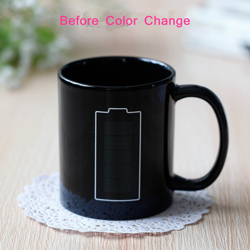 Battery Magic Mug Positive Energy Color Changing Cup Ceramic Discoloration Coffee Tea Milk Mugs Novelty Gifts Main image