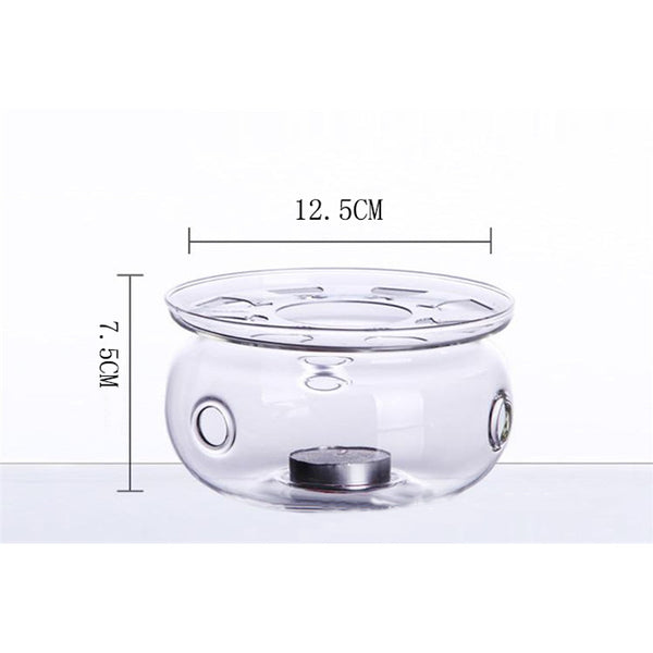 Heat-Resisting Teapot Warmer Base Clear Borosilicate Glass Round Insulation Tealight Portable Teapot Holder Tea Accessories