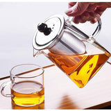 350ml 550ml 750ml Glass Sqaure Teapot High Temperature Resistant Loose Leaf Flower Tea Coffee Pot w/Infuser Strainer Lid