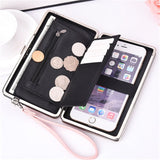 New bow lunch box bag litchi pattern wallet the long section of the phone package Money bags women's wallet wallet-fem