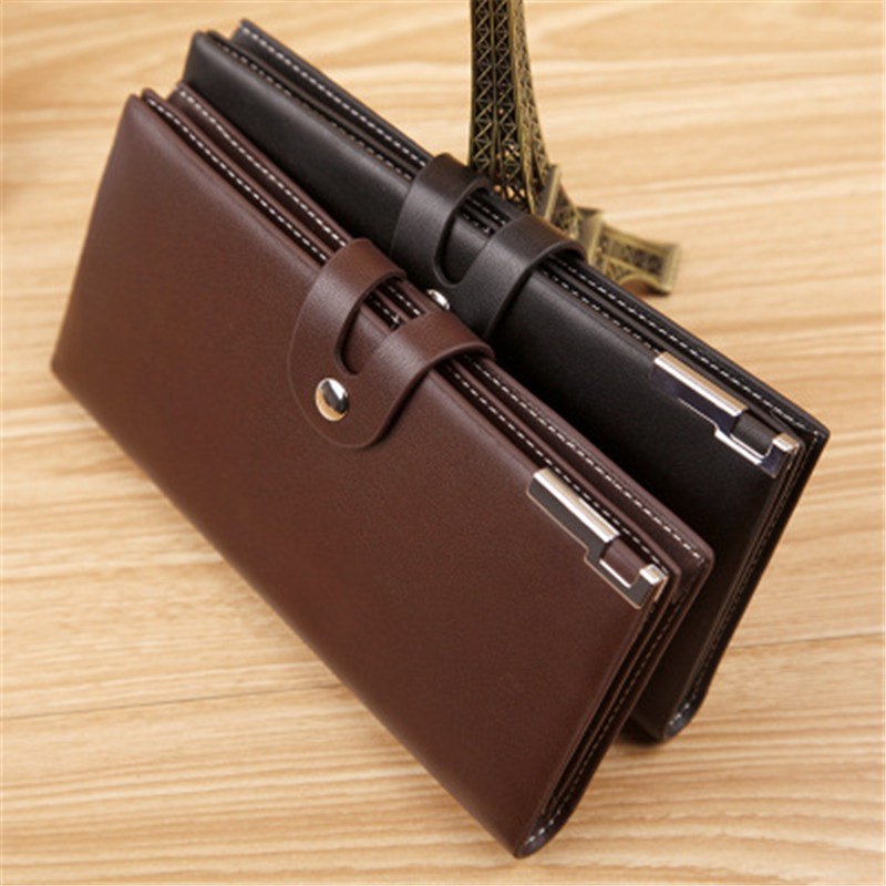 New Fashion High quality PU leather clutch mal leather Wholesale Long wallet soft leather buckle card package