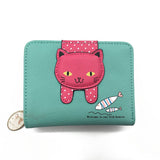 Women cute cat wallet small zipper girl wallet brand designed pu leather women coin purse female card holder wallet