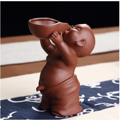 Tea Pets Ornament Chinese Folk Art Purple Clay Decoration Crafts Figurines Little Monk Yixing Baby Boy Spray Pee Tea Accessories