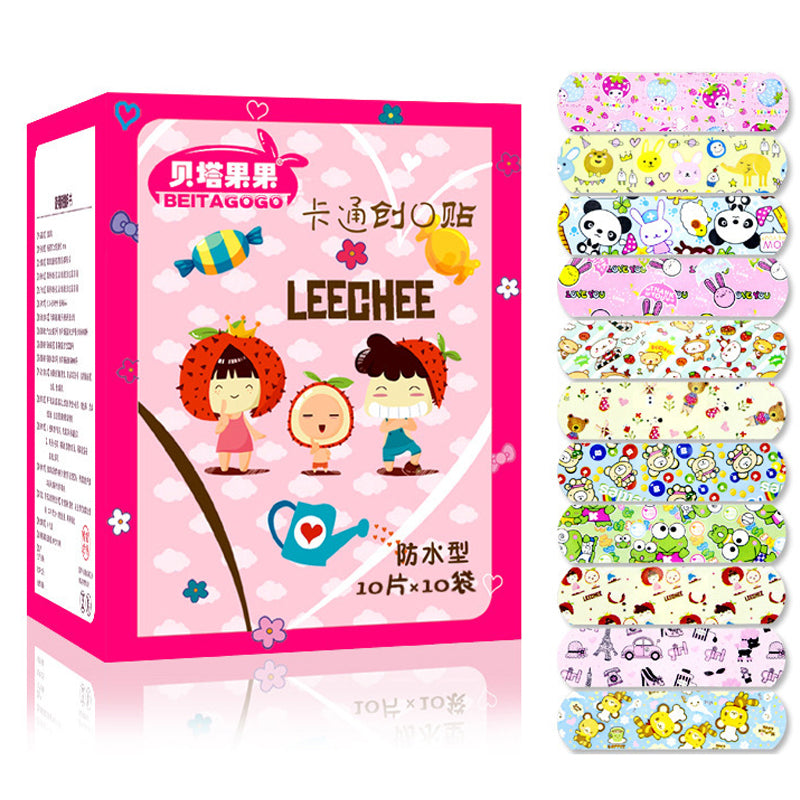 50Pcs Children Dreathable Waterproof Wound Patch Waterproof Bandage Cartoon Cute Band-Aid Hemostatic Adhesive Medical Band-aid