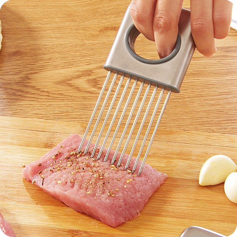 Easy Onion Holder Slicer Vegetable tools Tomato Cutter Stainless Steel Kitchen Gadgets No More Stinky Hands
