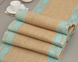 7Pcs/Lot Vintage Burlap Lace Hessian Table Runner Classical Natural Jute Country Party Wedding Decoration 12x108" Table Cloth