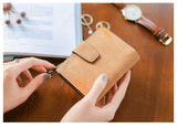 Fashion Small Female Purse short purse Lady Letter Snap Fastener Zipper Short Clutch Wallet Solid Vintage Matte Women Wallet