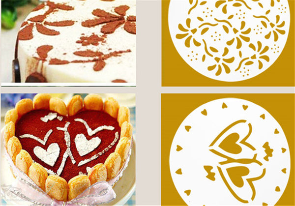 Different kinds of Pack of 4 pcs Variety Cake Cupcake DIY Stencil Template Mold Birthday Spiral Decoration
