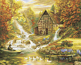 Lakeside Landscape House DIY Painting By Numbers Handpainted Canvas Oil Painting Unique For Christmas Decoration Artwork