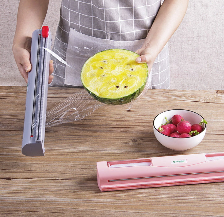 Magic ABS Good Useful Fruit Food Fresh Keeping Plastic Cling Wrap Dispenser Preservative Film Cutter Kitchen Tool Accessories Secondary image
