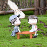 1Pair Sweety Lovers Couple On Chair Figurines Miniature Craft Fairy Garden Gnome Moss Terrarium Gift DIY Ornament Garden Decor