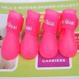 CW008 Waterproof Dog's Shoes, 4pcs/set Colorful Pet Shoes, Lovely Portable Pet Boots Anti Slip Skid Rain Shoes Size S M L