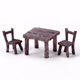 3pcs/Set Table Chair Resin Craft Micro Landscape Ornament Fairy Garden Miniature Terrarium Figurine Christmas Decoration