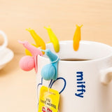 CJ058 Cute Snail Shape 10 pcs/Set Tea Bag Clip Cup Mug Tea Infusers Strainer Clips Party Decor Silicone Tea Bag Holder