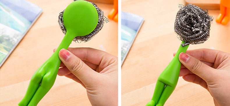 Cartoon Stainless Steel Wire Ball Cleaning Brush Scourer Pan Dish Bowl Brush Kitchen Tools Household Cleaning Tools