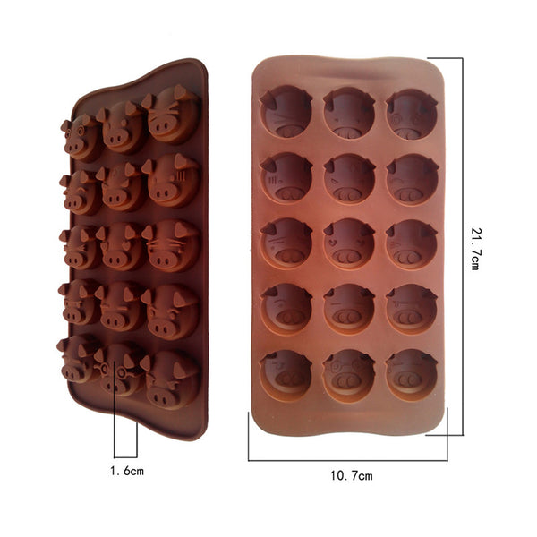 Pighead Shaped For Chocolate Mold, Grade Silicone Mold, Lively Expressions, Environmental Protection Cake Tools