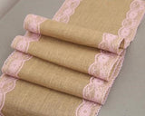 7Pcs/Lot Vintage Burlap Lace Hessian Table Runner Classical Natural Jute Country Party Wedding Decoration 12x108" Table Cloth