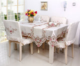 BZ320 European Luxury Polyester Embroidery Floral Tablecloth Hotel Home Wedding Party Lace Edge Table Cover Decorative Hot Sale