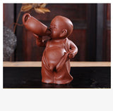 Tea Pets Ornament Chinese Folk Art Purple Clay Decoration Crafts Figurines Little Monk Yixing Baby Boy Spray Pee Tea Accessories