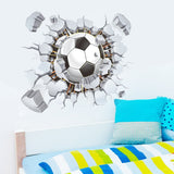 Creative Soccer Football Cracked 3D View Decorative Wall Stickers For Kids Boys Room Decorations Home PVC Decor Mural Art Decals
