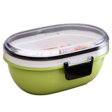School Lunch Containers Plastic Oval Children Lunch Box for Food Double Tiers Portable Creative Containers for Food Storage