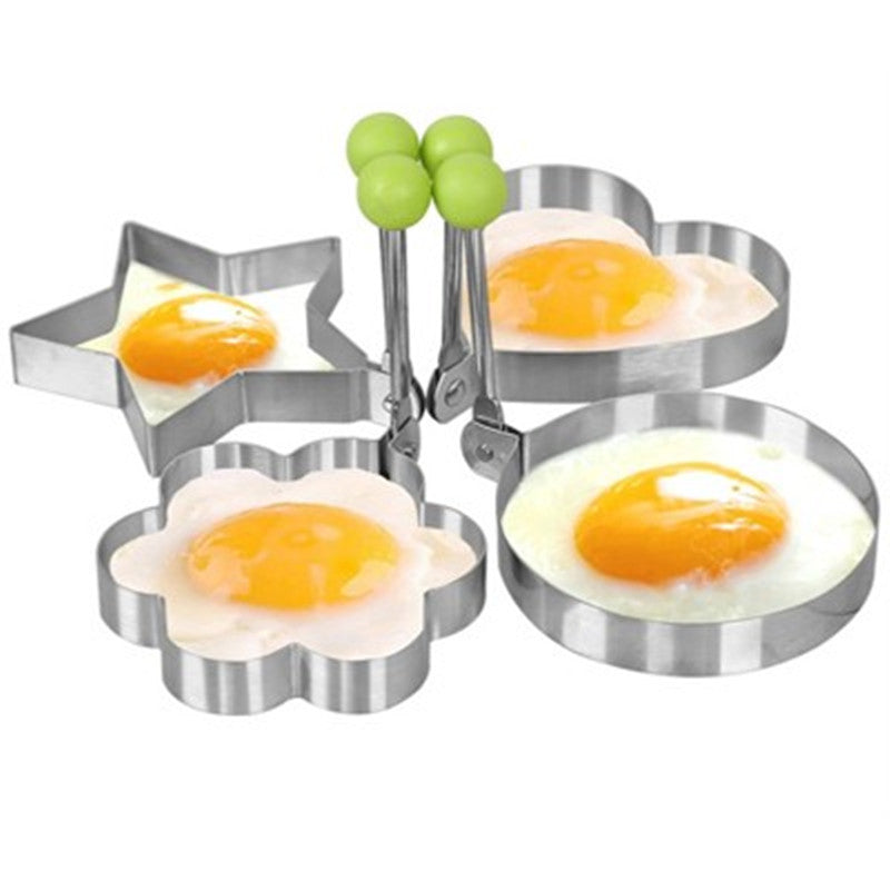 Lovely 4Pcs/Set Stainless Steel Fried Egg Pancake Mold Kitchen Cooking Tools Love Shaped Cook Fried Egg Mold Main image