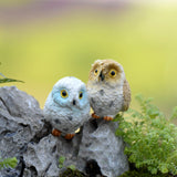 XBJ010 Terrarium Decor 2 PCSCute Owls Animal Resin Miniatures Figurine Craft Bonsai Pots Home Fairy Garden Ornament Decoration