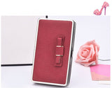 New bow lunch box bag litchi pattern wallet the long section of the phone package Money bags women's wallet wallet-fem