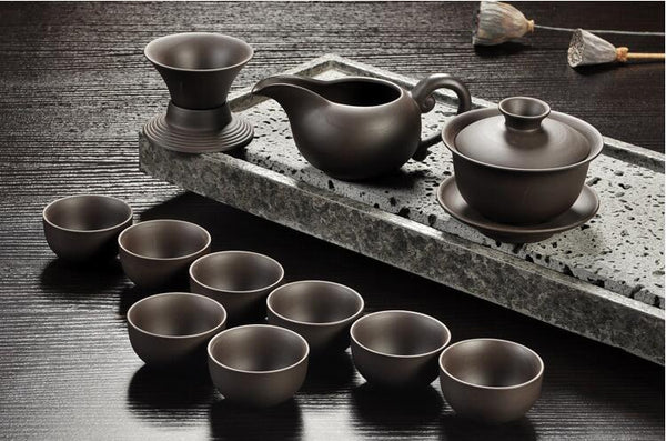 Yixing Purple sand tea set black/red ceramic kung fu Teapot, handmade Purple sand teapot teacup gaiwan Tureen tea ceremony