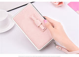 New bow lunch box bag litchi pattern wallet the long section of the phone package Money bags women's wallet wallet-fem