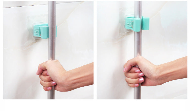 Wall Mounted Mop Holder Brush Broom Hanger Storage Rack Kitchen Organizer with Mounted Accessory Hanging Cleaning Tools