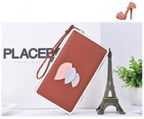 Tide leaf new long section of lychee pattern ladies wallet Korean casual lunch box clutch ladies' leather handbag purse