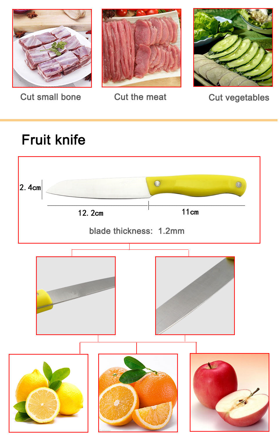 3 pcs in one set high quality stainless steel kitchen knife set,meat knife,fruit knife,multi peeler knife