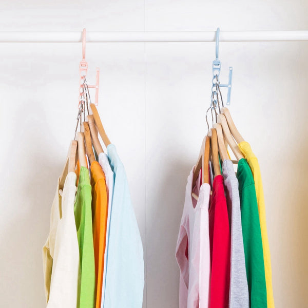 Hoomall 5Circle Plastic Drying Laundry Clothes Hanger Organizer Multilayer Windproof Holder Buckle Household Anti-Slip Hook Clip