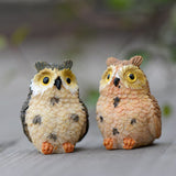 XBJ010 Terrarium Decor 2 PCSCute Owls Animal Resin Miniatures Figurine Craft Bonsai Pots Home Fairy Garden Ornament Decoration