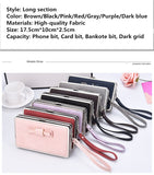 New bow lunch box bag litchi pattern wallet the long section of the phone package Money bags women's wallet wallet-fem