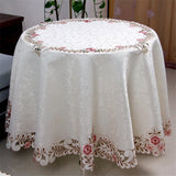 BZ320 European Luxury Polyester Embroidery Floral Tablecloth Hotel Home Wedding Party Lace Edge Table Cover Decorative Hot Sale