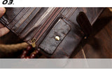 Oil wax leather men's leather wallet casual retro long wallet large capacity multi-position clutch men's purse