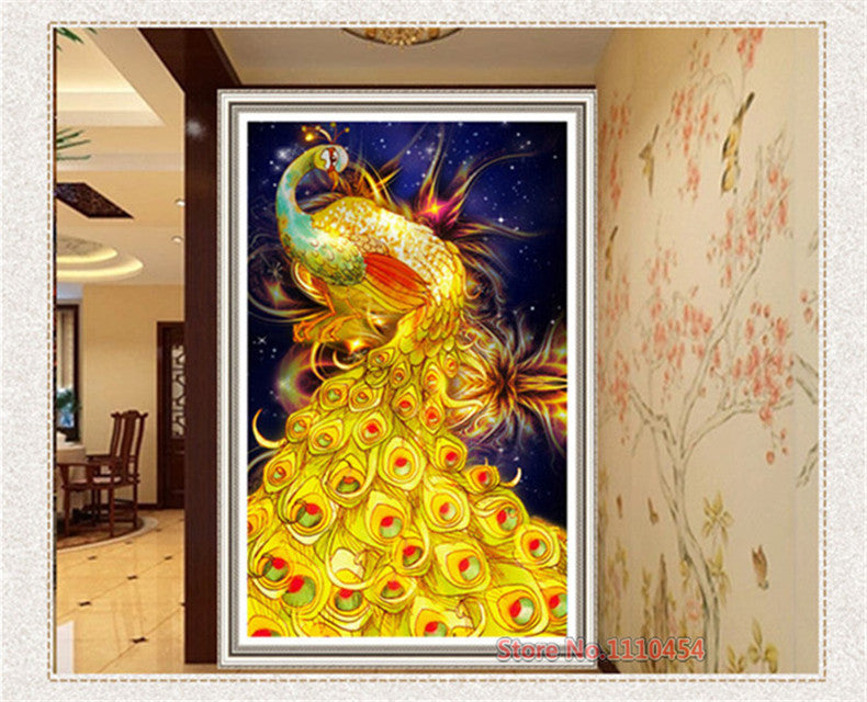 DIY 5D Full Diamonds Embroidery The peacock spreads its tail feathers Round Diamond Painting Cross Stitch Diamond Mosaic
