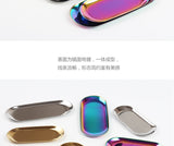 New Colorful Metal Storage Tray Gold Oval Dotted Fruit Plate Small Items Jewelry Display Tray Mirror