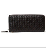 Leather men's woven wallet casual trendy long wallet fashion personality clutch High-quality genuine men's wallets