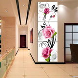 DIY Full Diamonds Embroidery Triptych flowers roses vertical version Round Diamond Painting Cross Stitch Diamond Mosaic