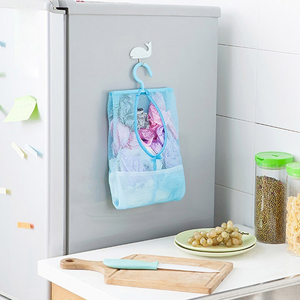 Kitchen Bathroom Wardrobe Underwear Socks Sundries Storage Hook Hanging Multipurpose Mesh Bag Reusable Grocery Organizer