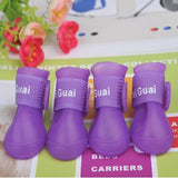 CW008 Waterproof Dog's Shoes, 4pcs/set Colorful Pet Shoes, Lovely Portable Pet Boots Anti Slip Skid Rain Shoes Size S M L