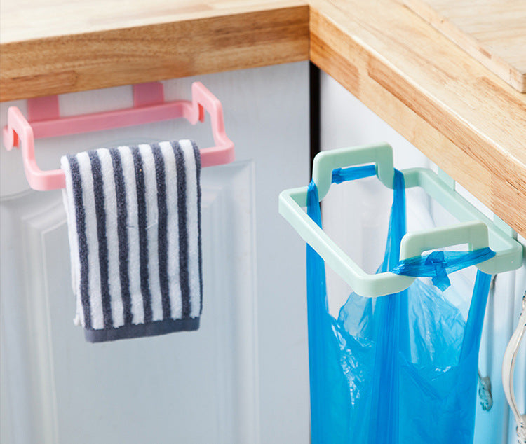 Garbage Bag Hanging Holder Cupboard Door Back Trash Rack Kitchen Cabinets Storage Towel Shelf Holders Storage Main image
