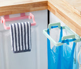 Garbage Bag Hanging Holder Cupboard Door Back Trash Rack Kitchen Cabinets Storage Towel Shelf Holders Storage